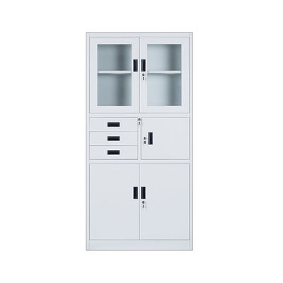 Glass Door Three Drawers Security Steel Filing Cabinet With Inner Box