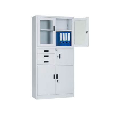 Glass Door Three Drawers Security Steel Filing Cabinet With Inner Box