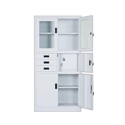 Glass Door Three Drawers Security Steel Filing Cabinet With Inner Box