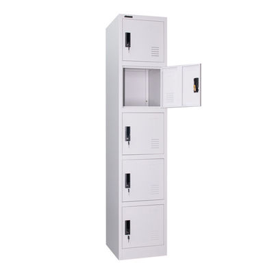 H1850mm Employee Metal Lockers 5 Door Locker Cabinet Cyber Lock Plastic Handles