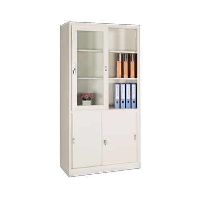 Metal Glass Door Filing Cabinet Steel Book Display Shelf For Living Room