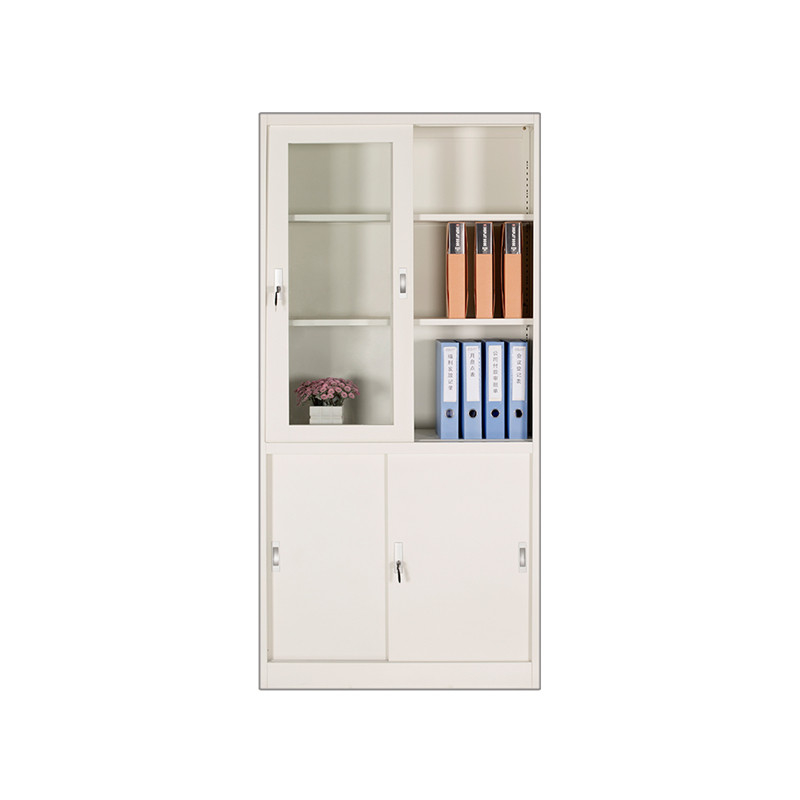 Metal Glass Door Filing Cabinet Steel Book Display Shelf For Living Room